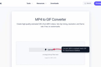 The xconvert MP4 to GIF converter ready to convert a screen-recording video for documentation embeds